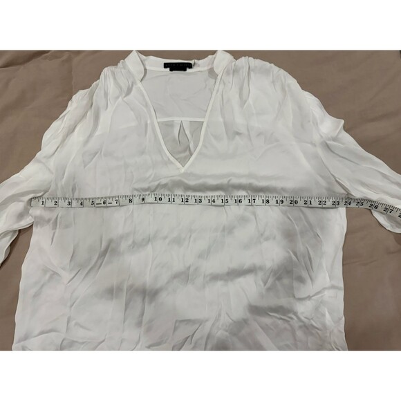 Alice + Olivia Womens XL Blouse White Long Sleeve Smocked Classic Victorian - Picture 7 of 9